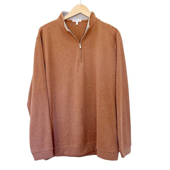 Peter Millar Brown Quarter Zip Sweater Sz L - Picture 1 of 4